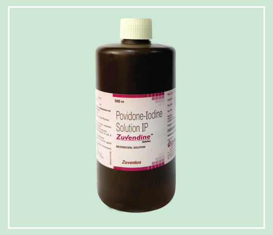 ZUVENDINE SOLUTION  (1x1X500ML) Povidone Iodine 5% w/v (05% available Iodine) by Zuventus