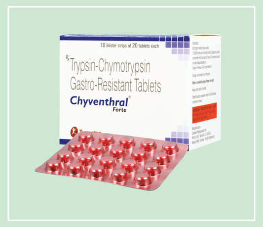 CHYVENTHRAL FORTE TABLET (10x1x20T) Trypsin + Chymotrypsin 100,000 Armour units by Zuventus