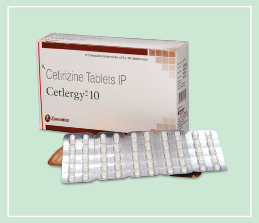 CETLERGY - 10 TABLETS  (40x1x10T) Cetirizine Hydrochloride 10 mg by Zuventus
