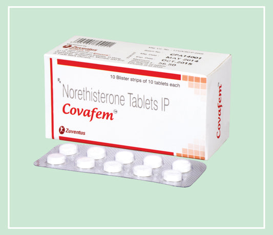 COVAFEM TABLETS (30x1x10T) Norethisterone 5 mg by Zuventus