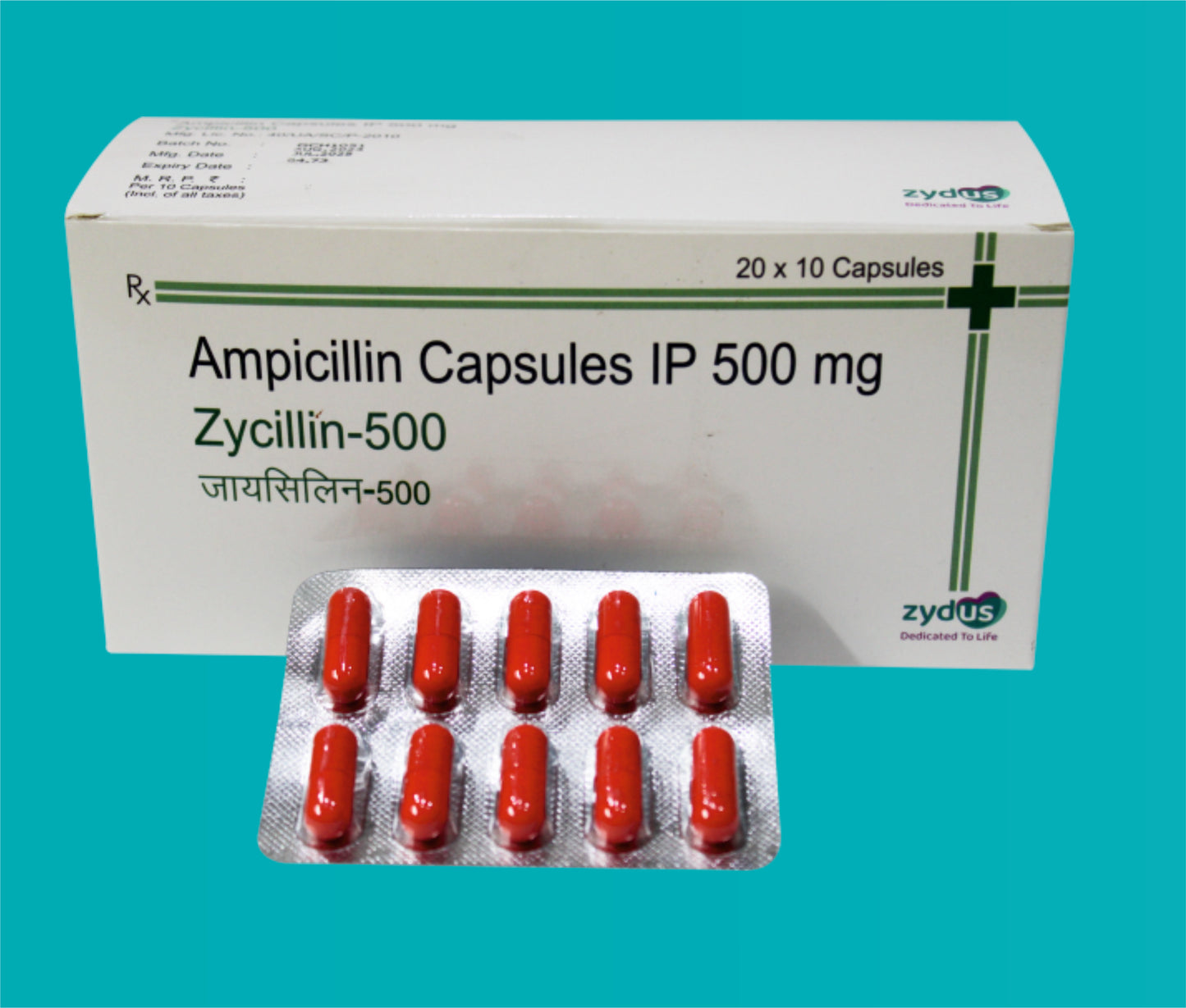 Zycillin 500 Cap. 20X10 Ampicillin 500 Mg by zydus