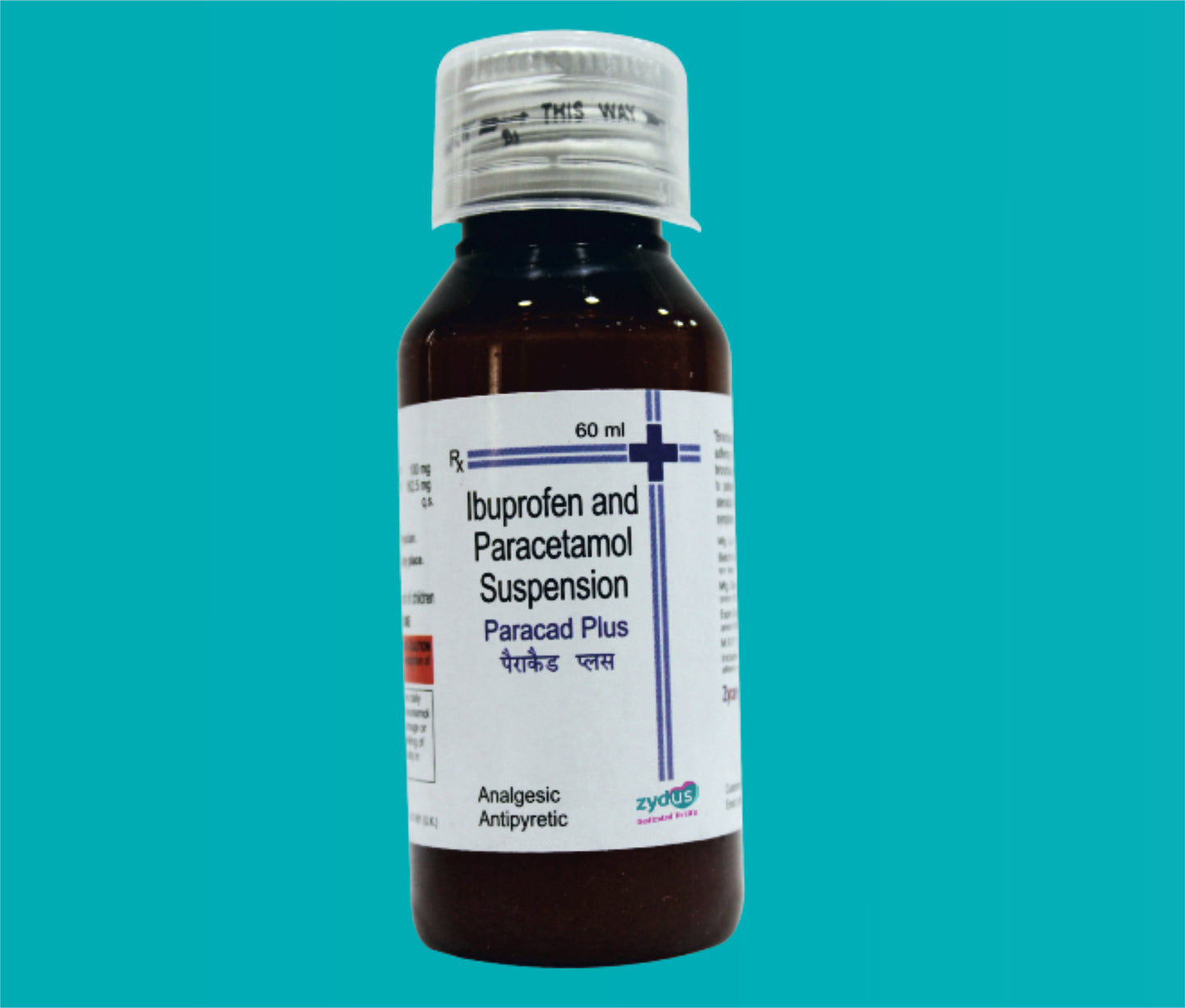 Paracad Plus Susp. 60ml. Ibuprofen 100 Mg + Paracetamol 162.5 Mg by zydus