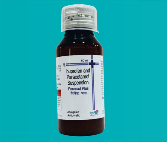 Paracad Plus Susp. 60ml. Ibuprofen 100 Mg + Paracetamol 162.5 Mg by zydus