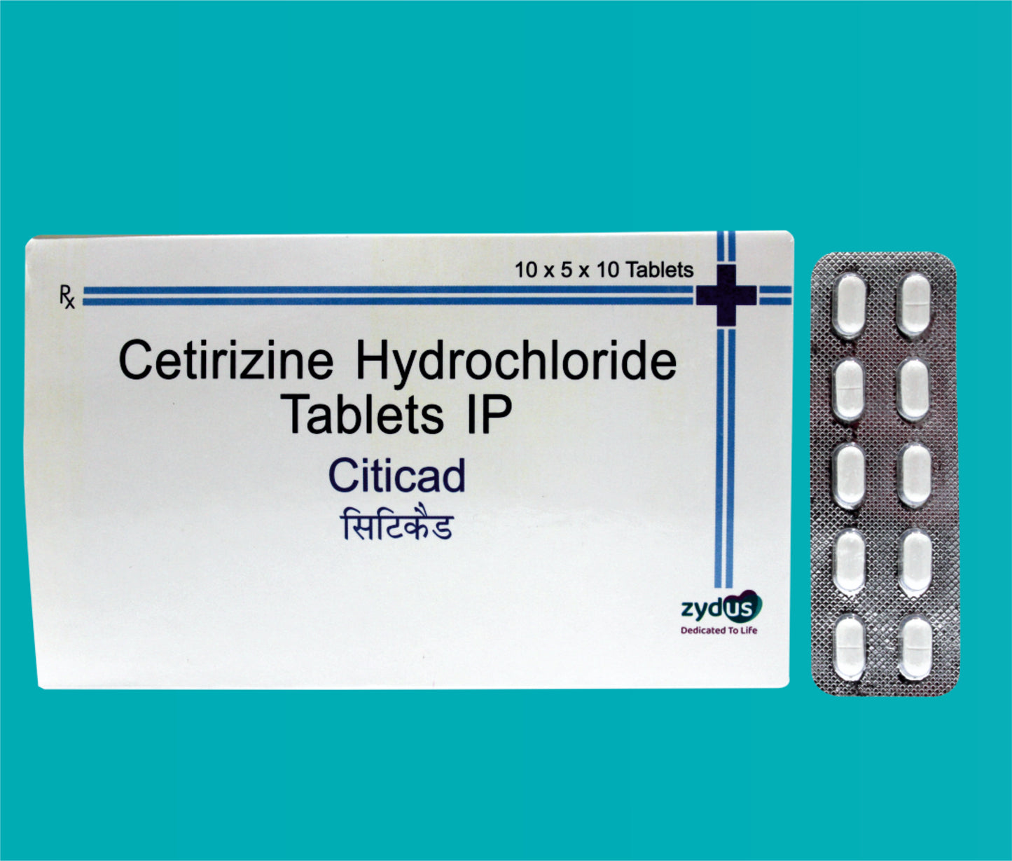 Citicad Tab.  50X10 Cetirizine Hydrochloride 10 Mg by zydus