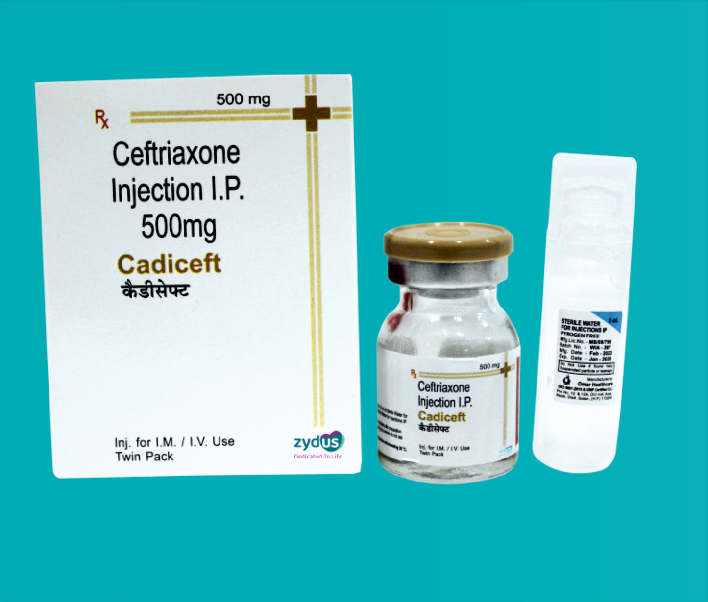 Cadiceft 500 Inj. Vial Ceftriaxone 500 Mg by zydus