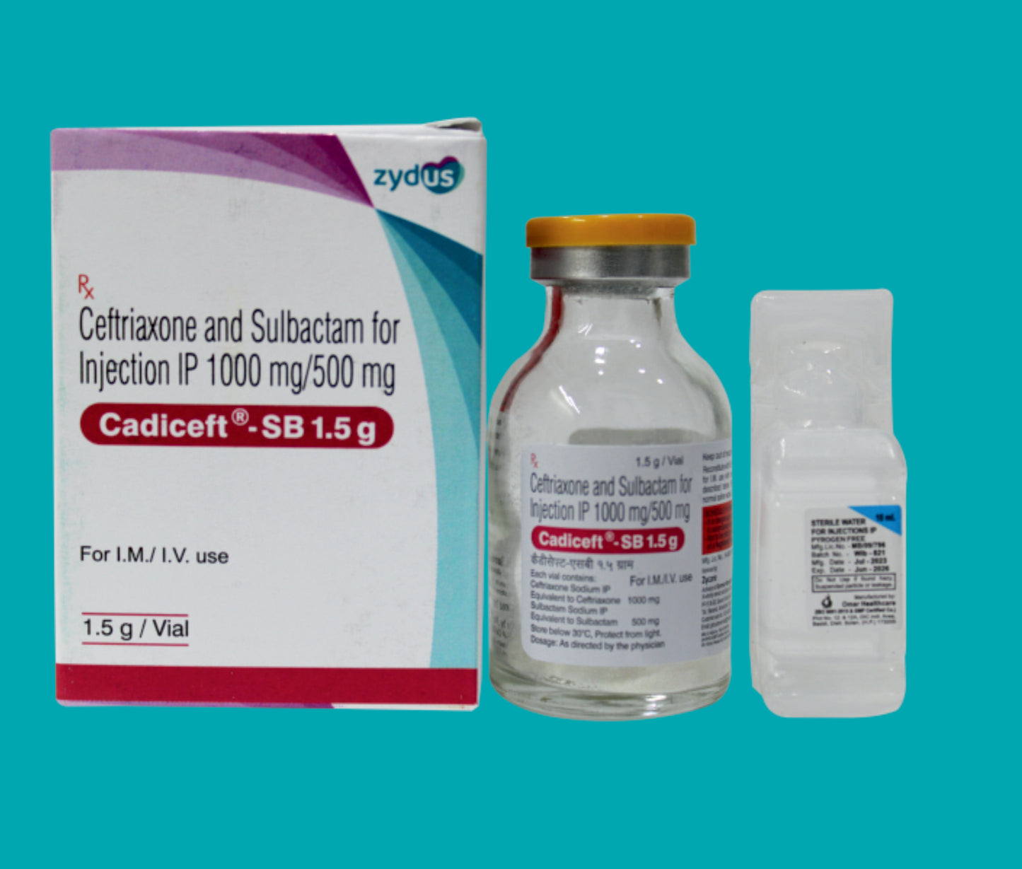 CADICEFT-SB INJ (1X1 VIAL) Ceftriaxone 1000 Mg + Sulbactam 500 Mg by Zydus