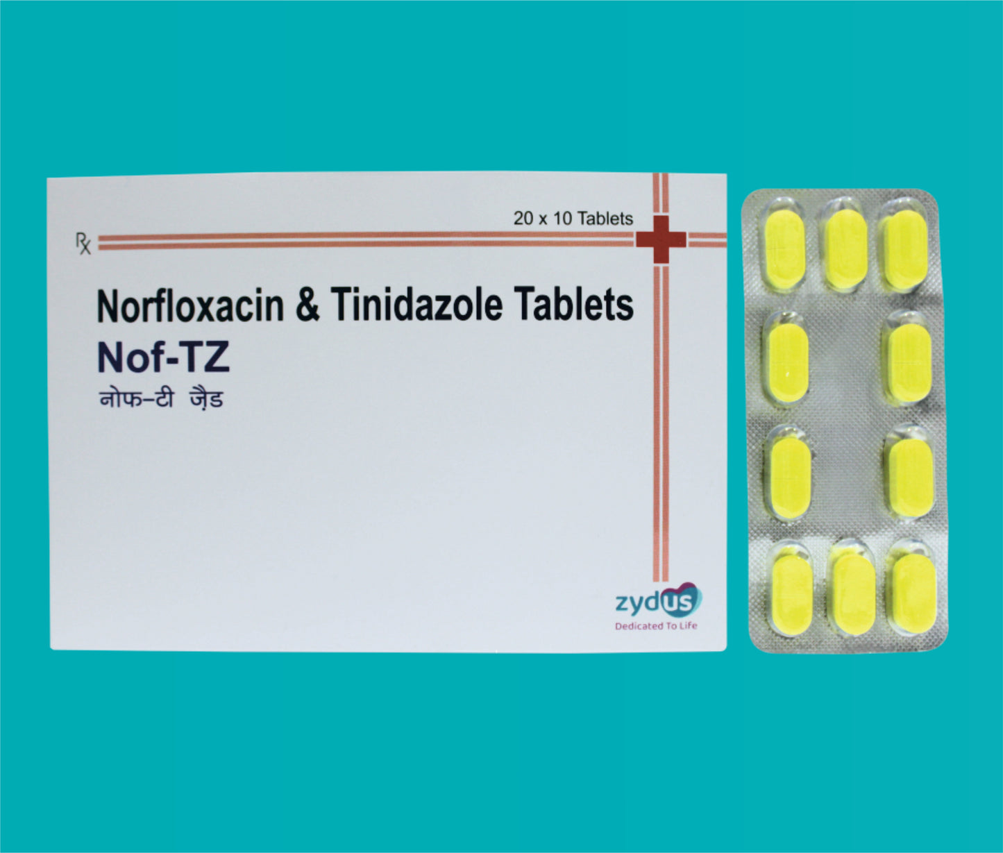 NOF-TZ TAB 10*2*10 Norfloxacin 400 Mg + Tinidazole 600 Mg by zydus