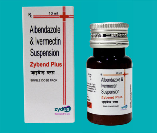 Zybend Plus Susp. 10ml. Albendazole 200 Mg + Ivermectin 3 Mg by zydus