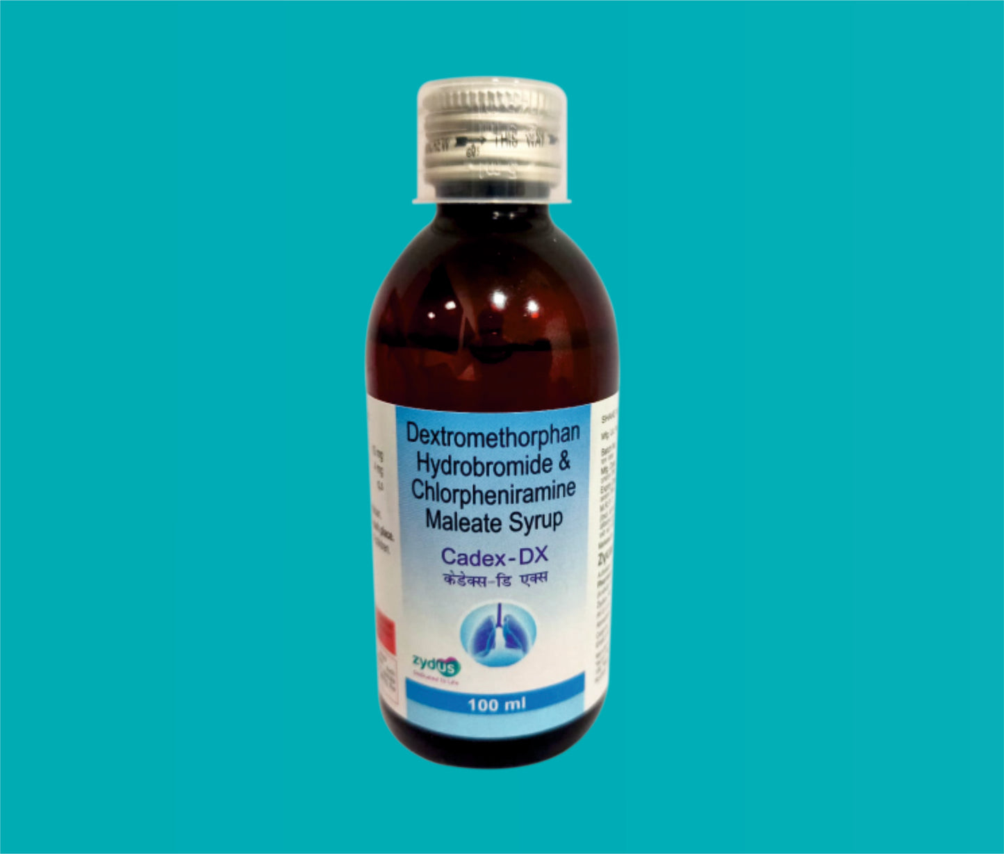 Cadex- DX Cough Syp with Measuring Cap 100ml.PetBottle Dextromethorphan Hydrobromide 10 Mg + Chlorpheniramine Maleate 4 Mg by zydus
