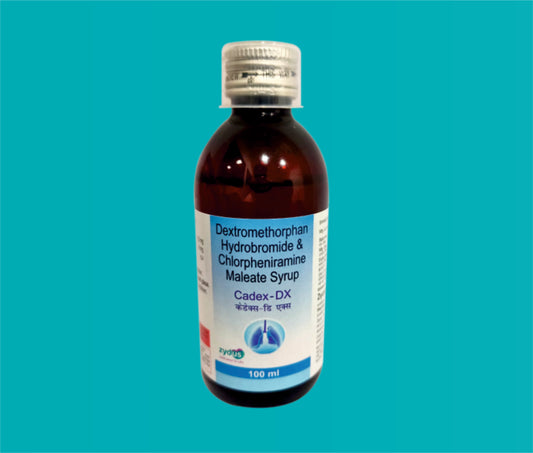Cadex- DX Cough Syp with Measuring Cap 100ml.PetBottle Dextromethorphan Hydrobromide 10 Mg + Chlorpheniramine Maleate 4 Mg by zydus