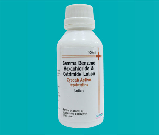 Zyscab Active Lotion  100ml. Gamma Benzene Hexachloride 1% W/V + Cetrimide 0.1% W/V by zydus
