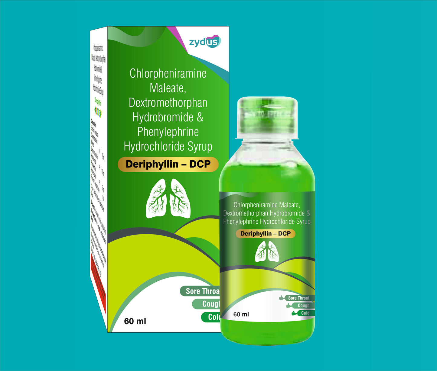 Deriphyllin DCP Syrup 60 ml 60ML Chlorpheniramine Maleate 2 Mg + Phenylephrine Hydrochloride 5 Mg + Dextromethorphan Hydrobromide 10 Mg by zydus