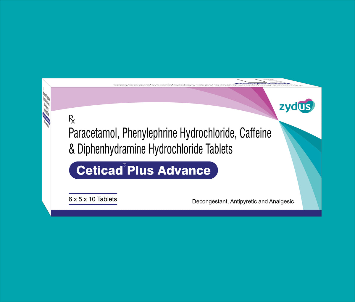 CETICAD PLUS ADVANCE TABLET (30X10)Paracetamol 500 Mg + Phenylephrine 5 Mg + Caffeine 30 Mg + Diphenhydramine 25 Mg by Zydus