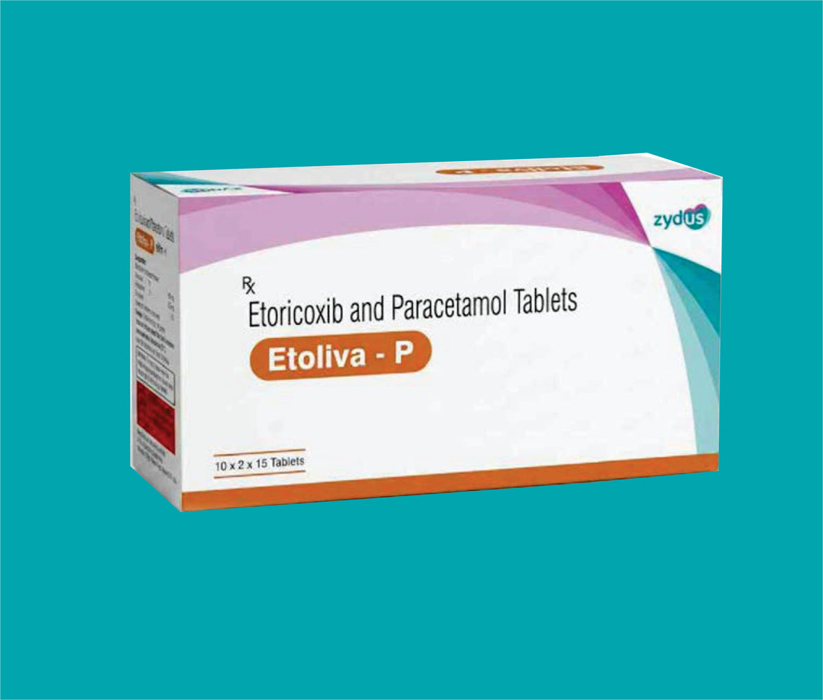 Etoliva P  (10X2X15)Etoricoxib  I.P. 60 mg Paracetamol I.P 325 mg by Zydus