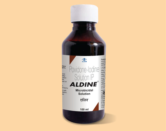 Aldine Microbicidal Solution 100 Ml pack 100Ml ( Povidone Iodine 5% W/V Solution (100Ml) ) by Alkem1