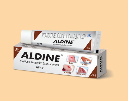 Aldine Ointment 20 Gm pack 20G ( Povidone Iodine  5% W/W Ointment (20G) ) by Alkem1