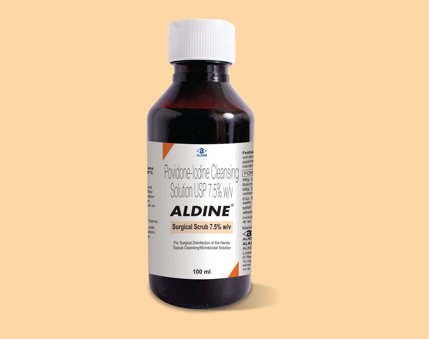 Aldine Surgical Scrub 100Ml pack 100Ml ( Povidone Iodine 7.5% W/V Solution (100Ml) ) by Alkem1