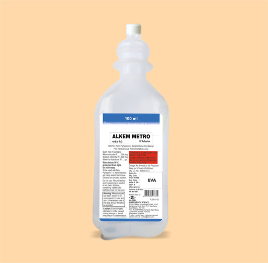 ALKEM METRO IV INFUSION (100ML) ( Metronidazole 100 Mg + Sodium Chloride 900 Mg / 100 Ml ) by Alkem