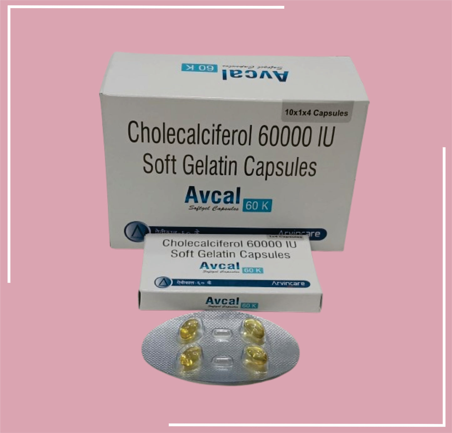 Avcal 60K Cap 10X4'S (Cholecalciferol 60,000 Iu Capsule by Arvincare