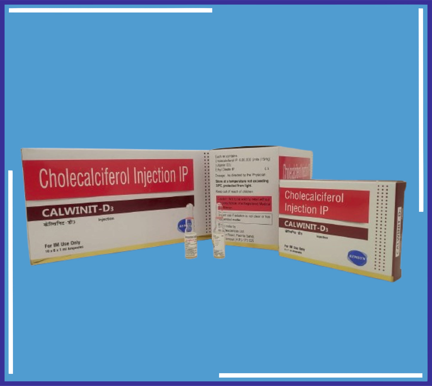 Calwinit D3 Injection ( Cholecalciferol(Vitamin D3) Ip 60000 Iu (15Mg) ) pack 10x6x1ml by Kemsyn