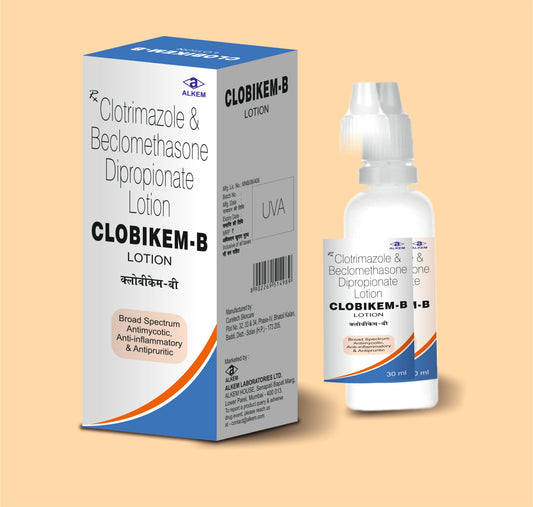 CLOBIKEM-B LOTION (30ML) ( Beclomethasone Dipropionate Ip 0.025%W/V Clotrimazole Ip 1% W/W In Cream
Base Q.S. ) by Alkem