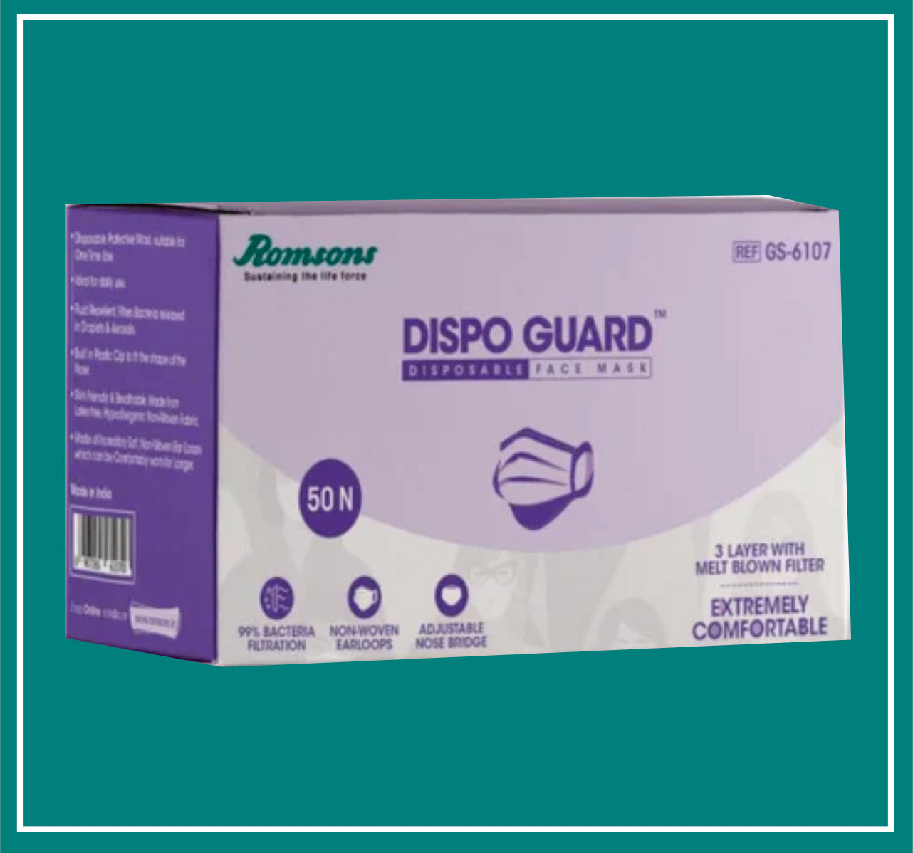 DISPO GUARD FACE MASK 50s PCS by Romson 1