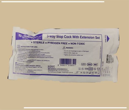 3 WAY STOP COCK WITH EXTENSION TUBE SIZE 10 CM (10CM) SOFT BLISTER by Nubeno